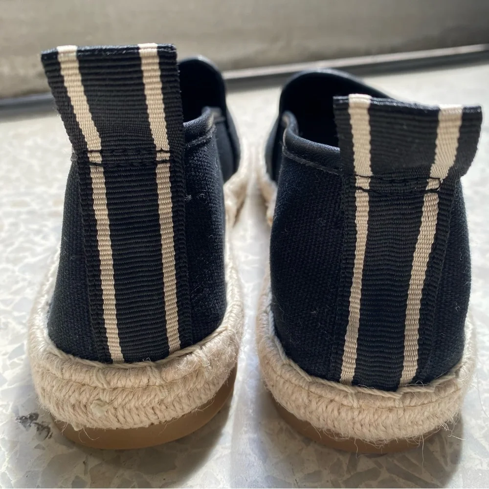 H&M Black Canvas Espadrille Flats – Size 38 (US 7–7.5) NWT